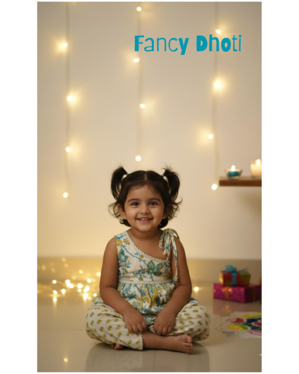 Floral Print Dhoti Kurta set Girls - Elegant Dhoti Set for Girls – Festive Ethnic Wear