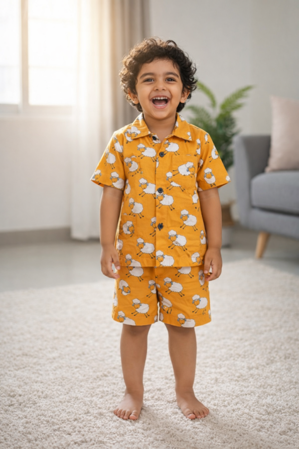 Boys Sheep Printed Cotton Summer Coord Set