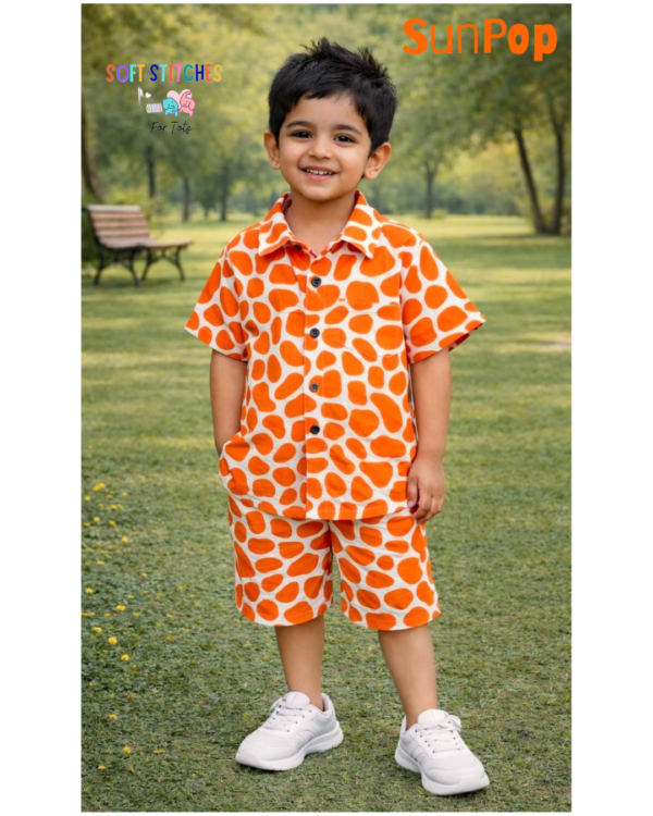 Orange Boys Shirt & Shorts Set
