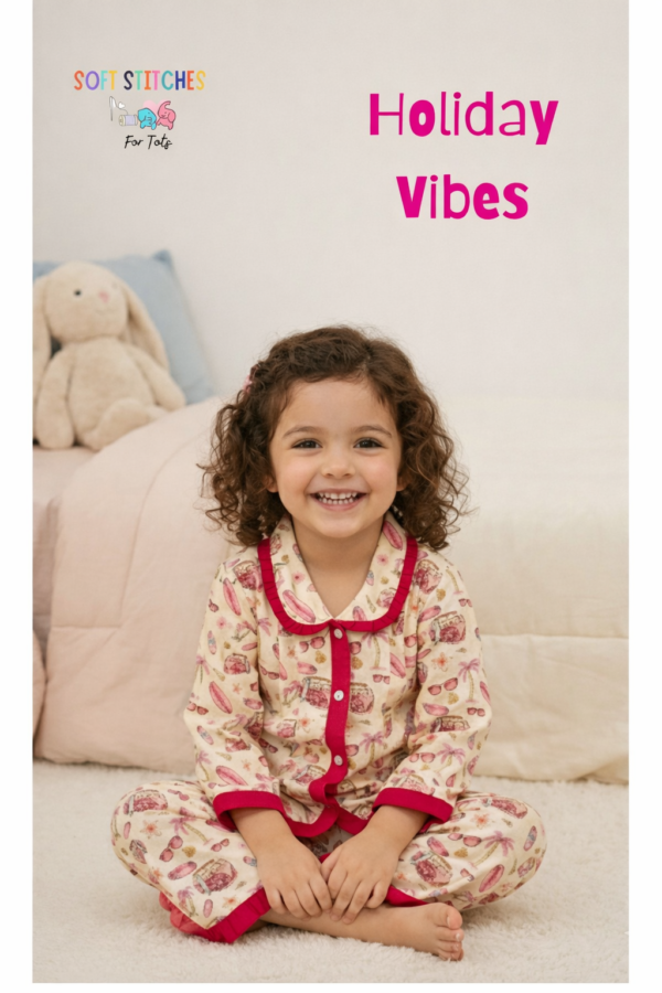 Girls Holiday Print Cotton Nightsuit