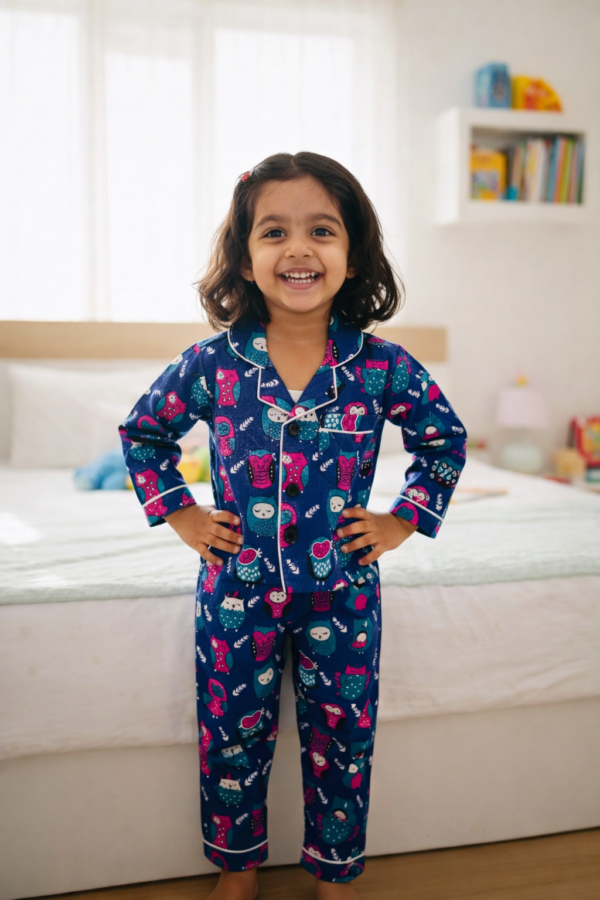 Owl Printed Unisex Cotton Nightwear Set